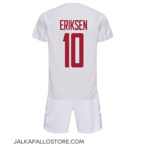 Tanska Christian Eriksen #10 Vieraspaita Lapsille MM-kisat 2022 Lyhythihainen (+ shortsit)